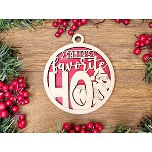 Santas Favorite HO Funny Christmas Ornaments Naughty Nice Laser Engraved Gift